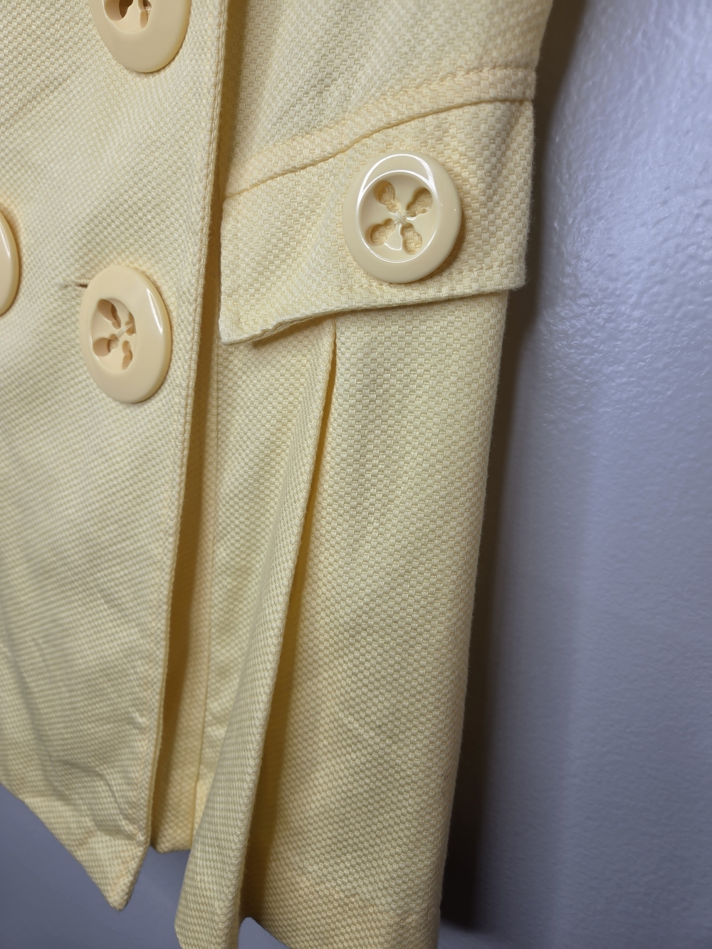 Candie's Soft Yellow Double-Breasted Pea Coat - Picture 6 of 15